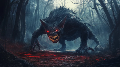 Chupacabra Creature of the Night - Dark Urban Legends Art for Horror & Fantasy Enthusiasts