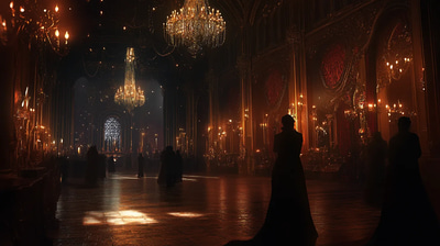 Gothic Masked Ball Illustration - Dark Aesthetic Gothic Digital Art for Immersive Horror & Moody Projects