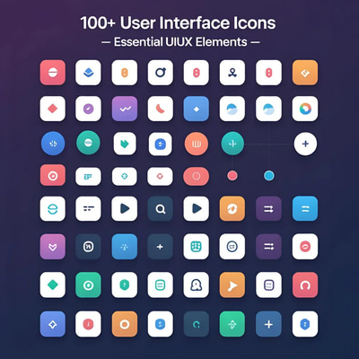 100+ User Interface Icons - Essential UIUX Elements for Modern Digital Design and Intuitive Navigation