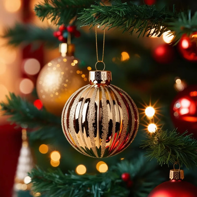 Christmas Ball On Christmas Tree - Cinematic Holiday Stock Video for Festive Events and Creative Projects