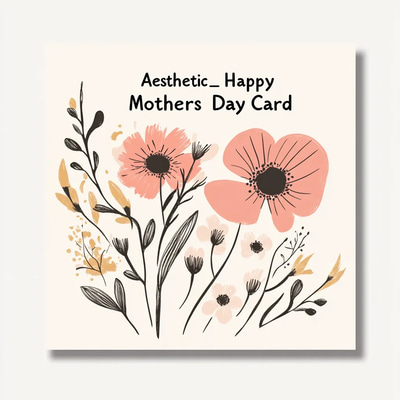 Aesthetic Happy Mothers Day Card - Elegant Floral Design for Heartfelt Celebrations and Personal Greetings