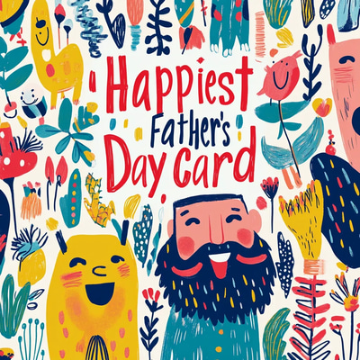 Happiest Happy Father's Day Card - Elegant Studio Greeting for Honoring Dad's Special Day