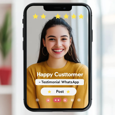 Happy Customer Testimonial - Engaging WhatsApp Post Templates for Social Media Marketing and Brand Trust