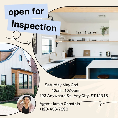 Inspect Open Blue Cream Real Estate IG Post - Modern Branding Template for Real Estate Agents and Agencies
