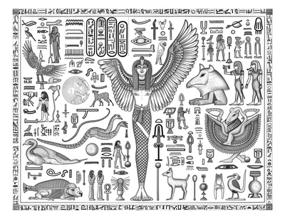 Egyptian Hieroglyphs Coloring - Intricate InkJoy Creations Coloring Pages for Relaxation and Cultural Exploration