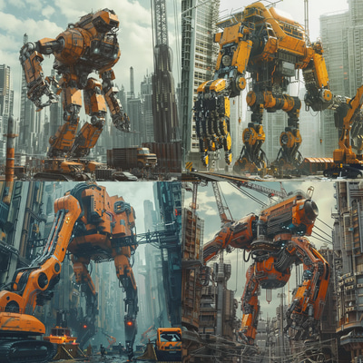 Goliath Builder Modular Construction Mech Concept - Futuristic Mechanical Robotics Art for Designers and Creators