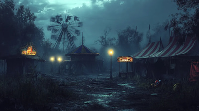 Deserted Carnival At Night - Dark Aesthetic Haunted Environments for Horror Art & Immersive Storytelling