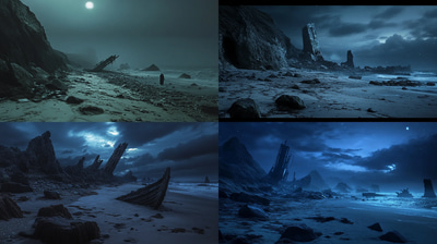 Drownshore - Bleached Bone Coastline - Eerie Digital Environment Art for Atmospheric Horror and Immersive Storytelling