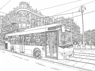 City Bus Coloring Page - Creative Transportation Coloring Sheet for Kids & Educators