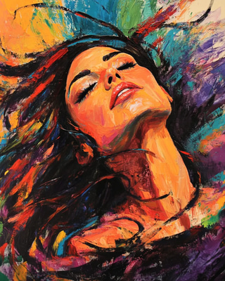 Dramatic Pose Woman Portrait Art - Timeless Canvas Painting for Elegant Home and Gallery Decor