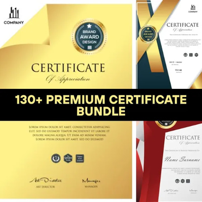 130+ Premium Certificate Bundle - Elegant Virtual Certificates for Professional and Educational Use