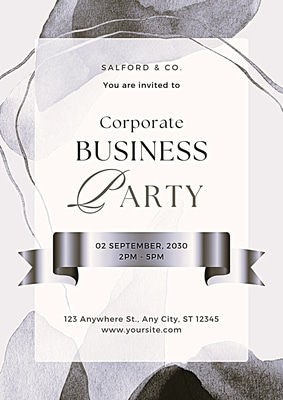 Beige Gold Virtual Business Party Invite - Elegant Corporate Event Invitation Template for Professionals and Social Programs 2025
