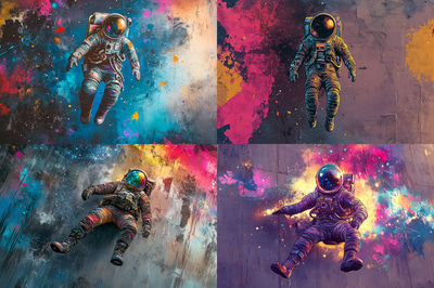 Futuristic Astronaut Graffiti - Urban Edge Character Art for Creative Streetwear and Digital Projects