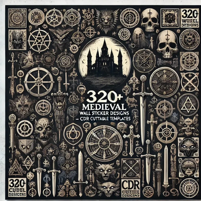 320+ Medieval Wall Sticker Designs - Cuttable CDR Templates for Horror & Paranormal Decor Creators