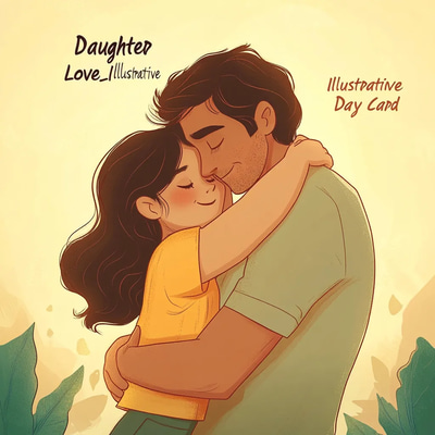 Daughter Love Illustrative Father's Day Card - Heartfelt Hand-Drawn Greeting for Dad's Special Day