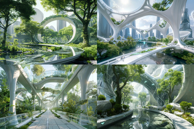 Eden Circuit Neo-Nature Oasis - Futuristic Digital Concept Environments for Immersive Creative Projects