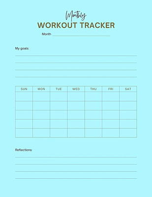 Monthly Workout Tracker - Beige Minimalist Layout - Streamlined Fitness Planner for Goal-Oriented Wellness and Active Lifestyles