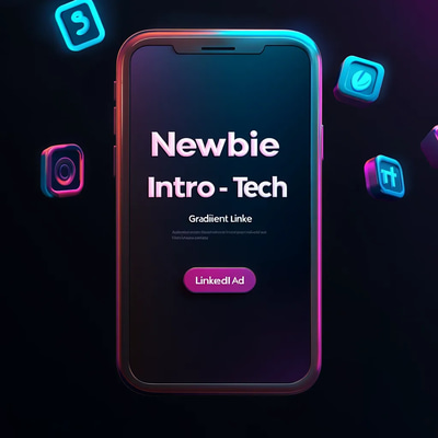 Newbie Intro - Tech Gradient LinkedIn Ad - Modern Social Media Template for Engaging Professional Campaigns