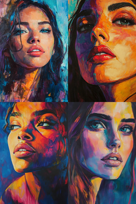 Detailed Woman Portrait Acrylic Art - Expressive Acrylic Painting for Artists and Collectors Seeking Timeless Beauty