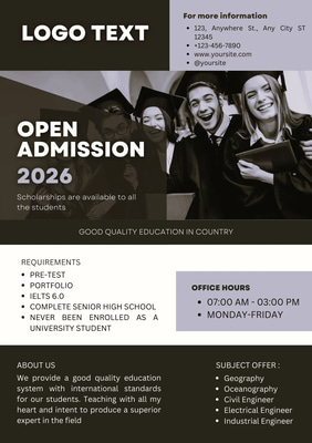 Modern University Admission Flyer - Blue Portrait - Sleek Educational Template for Admissions and School Promotions