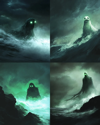 Ghostly Selkie on a Haunted Shore - Ethereal Horror Art for Dark Fantasy Creators and Storytellers
