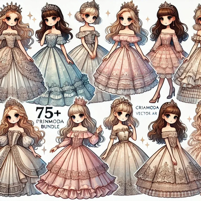 75+ CriaModa Princess Vector Art Bundle - Elegant Fashion & Lifestyle Vector Designs for Creative Projects