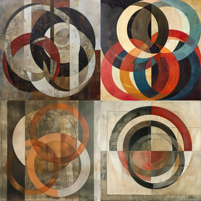 Geometric Abstract Overlapping Circles - Contemporary Geometric Abstraction Art for Creative Projects and Modern Spaces