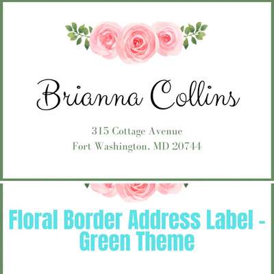 Floral Border Address Label - Green Theme - Elegant Shipping & Retail Label Templates for Professional Packaging