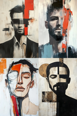 Minimalist Elements in Contemporary Male Portrait - Sleek Contemporary Portrait Art for Modern Creatives and Personal Branding