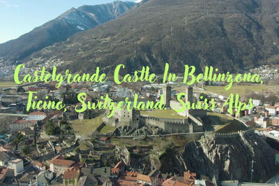 Castelgrande Castle Aerial View - Cinematic Urban Architecture Stock Video for Creative Storytelling and Commercial Use