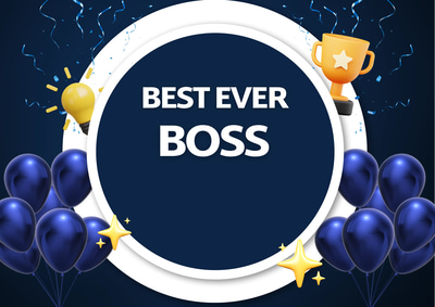 Navy Modern Boss Day Card Design - Sleek Leadership Appreciation Card for Professional Recognition
