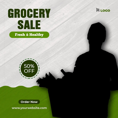 13 Grocery Banner - Editable PSD Social Media Designs - Versatile Grocery Ad Templates for Multi-Platform Marketing Success