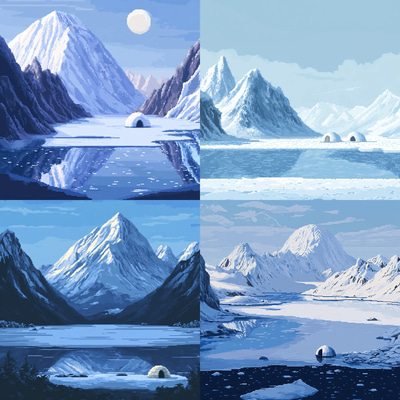 Icy Tundra with Frozen Lakes Pixel Art - Immersive Pixel Landscapes for Game Developers and Digital Creators