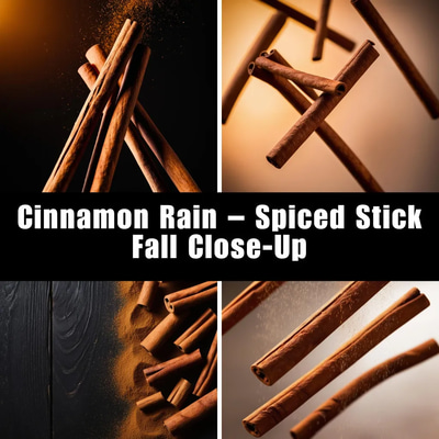 Cinnamon Rain Spiced Stick Fall Close-Up - Cinematic Stock Video for Food & Beverage Creators