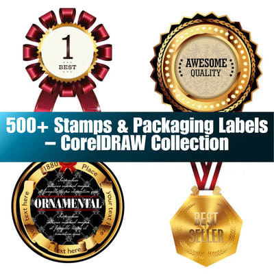 500+ Premium Stamp & Label Designs CDR Bundle - Professional Commercial Label Templates for Packaging & Branding