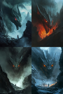 Ancient Dragon Awakening Art - Dark Mythical Creature Illustration for Horror and Fantasy Creators