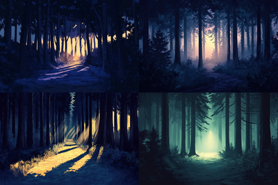 Dark Forest at Dusk - Moody Woodland Landscape Art for Atmospheric Decor and Creative Spaces