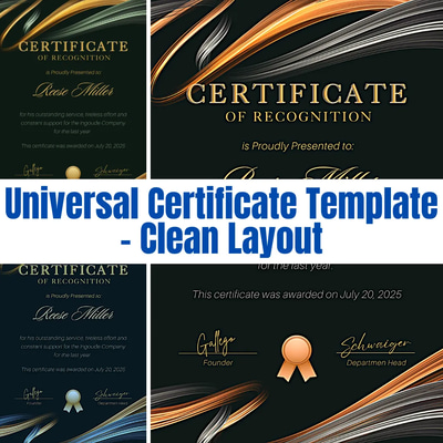 Universal Certificate Template Clean Layout - Professional Achievement Design for Education & Training Excellence
