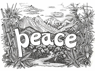 Peace Symbol Coloring Page - Tranquil Ideogram Coloring Art for Mindful Relaxation and Creativity Boost