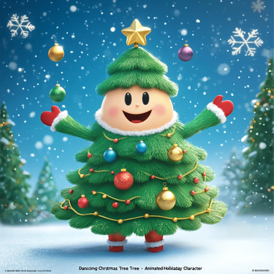 Dancing Christmas Tree - Animated Holiday Character - Festive Motion Graphics for Seasonal Videos and Creative Projects