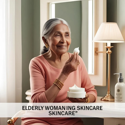 Elderly Woman Applying Skincare - Serene Lifestyle Stock Video for Family and Wellness Content Creators