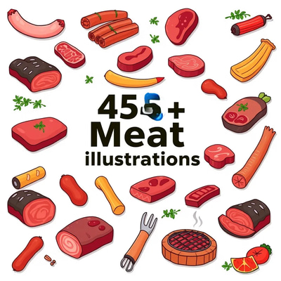 45+ Meat Illustrations - CDR Cartoon Vector Elements - Playful Food & Beverage Graphics for Designers and Marketers