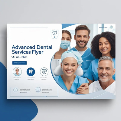 Advanced Dental Services Flyer - AI + PNG - Professional Healthcare Marketing Templates for Dental Clinics and Wellness Campaigns