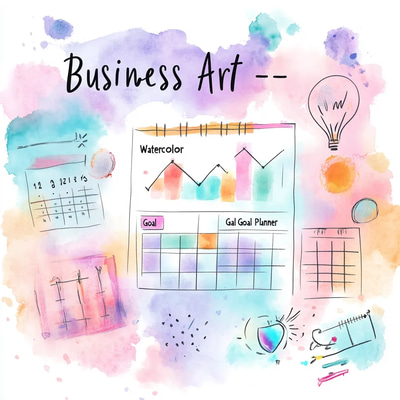 Business Art Watercolor Goal Planner - Elegant DreamTrack Studio Planner for Ambitious Professionals & Creatives