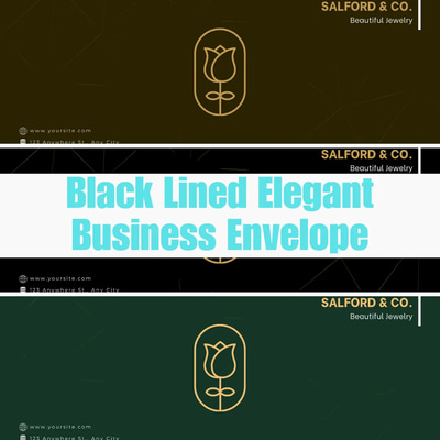 Black Lined Elegant Business Envelope - Sophisticated Office Template for Professional Correspondence and Brand Cohesion