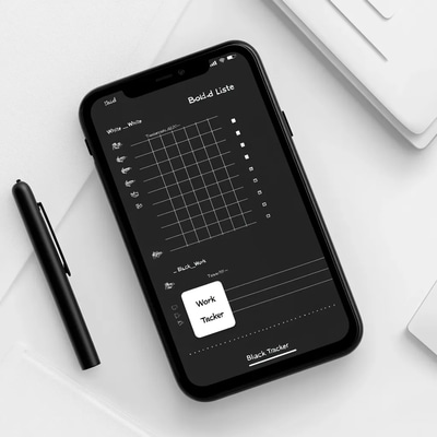 Bold List White Black Work Tracker - Minimalist Project & Task Planner for Efficient Workflow Management