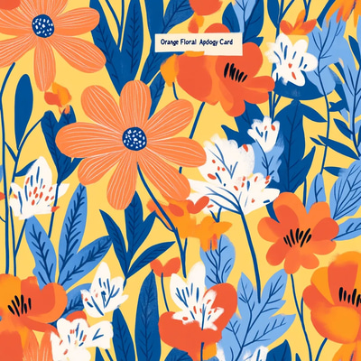 Orange Blue Pattern Floral Apology Card - Elegant Botanical Design for Heartfelt Personal and Business Messages