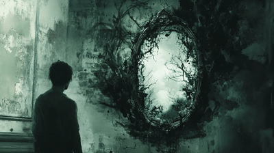 Person Looking Into Darkness Art - Psychological Horror Digital Art for Immersive Dark Storytelling