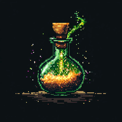 Magical Potion Bottle Pixel Icon - Vibrant Pixel Art Icons for Games, Apps, and Creative Avatars