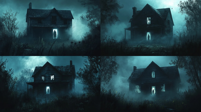 Abandoned House Horror Illustration - Dark Atmospheric Horror Art for Creators and Storytellers